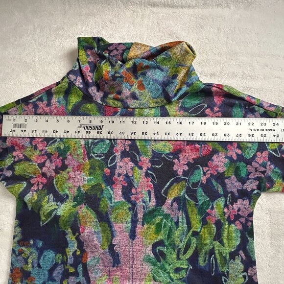 Claire Desjardins Artist’s Garden Tunic Top Small Cowl Neck Knit Abstract Art - Picture 6 of 8